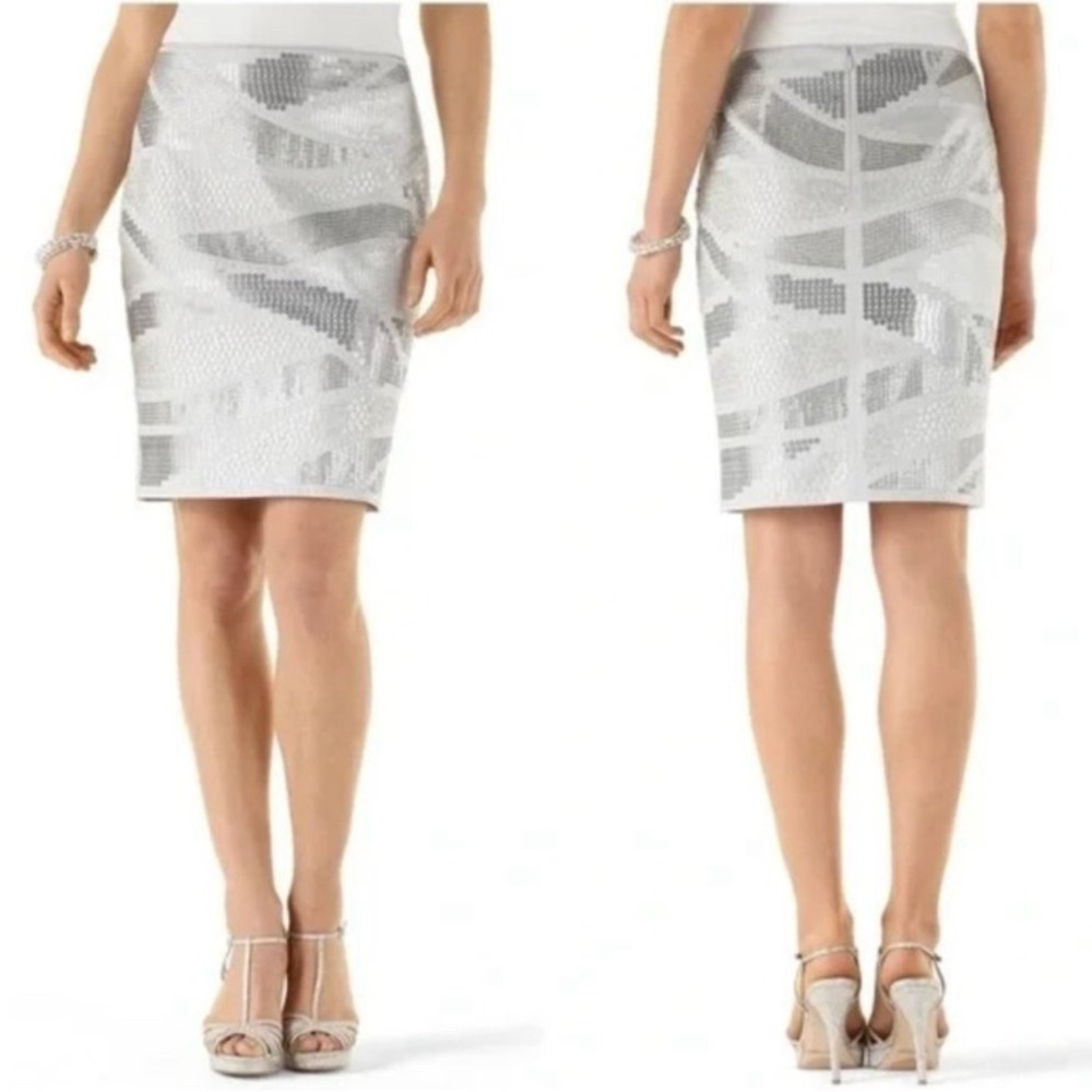 WHBM Light Grey Sequined Mini Skirt